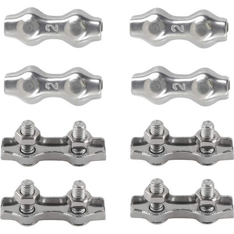 Clips de fixation duplex en acier inoxydable 304 pour cordes à linge, voiles d'ombrage et terrasse - Lot de 8 (1/5)