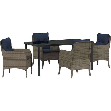 Garden Dining Set with Cushion 5 pcs Grey Poly Rattan vidaXL (1/5)