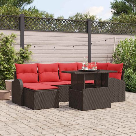 Set Divano da Giardino 7 pcs Marrone Poly Rattan vidaXL (1/5)