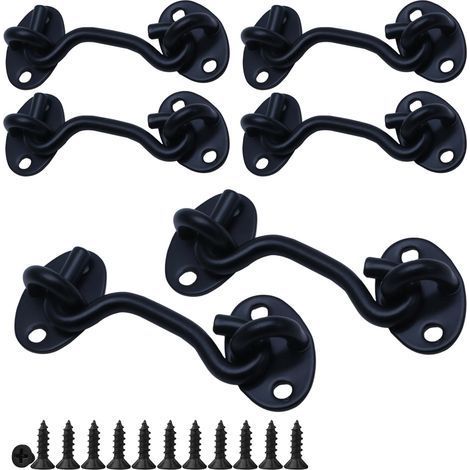 Stainless steel barn door locks, heavy-duty 6-inch (approx. 15 cm) latch, cabin hook and eye lock with mounting screws, perfect for windows, sliding doors, bedrooms, bathrooms (6-pack) (1/4)
