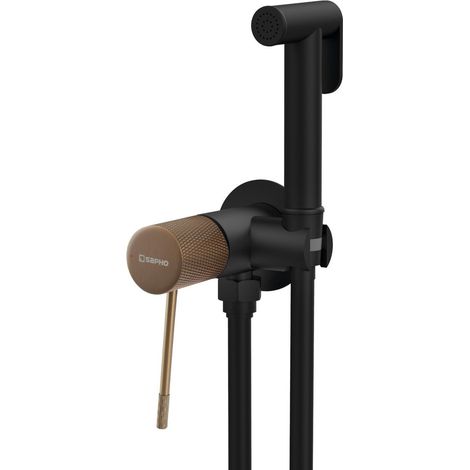 SOLARIS mitigeur de bidet à encastrer avec stop douche, rond, noir/cuivre mat