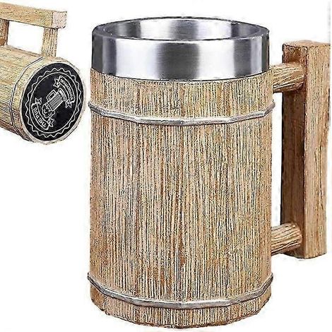 Tasse à café, gobelet à bière imitation bois, tasse à café en résine 3D et acier inoxydable, tasse à cocktail style gAC (1/5)