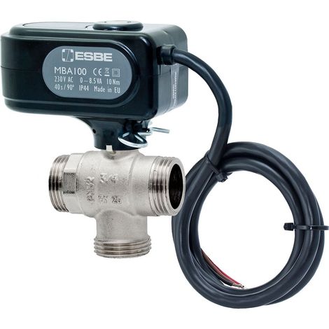 ESBE Valvola a sfera motorizzata MBA132 DN25 Kvs11,3, come valvola di zona a 3 vie, 230V, AG1.1/4", 43102600