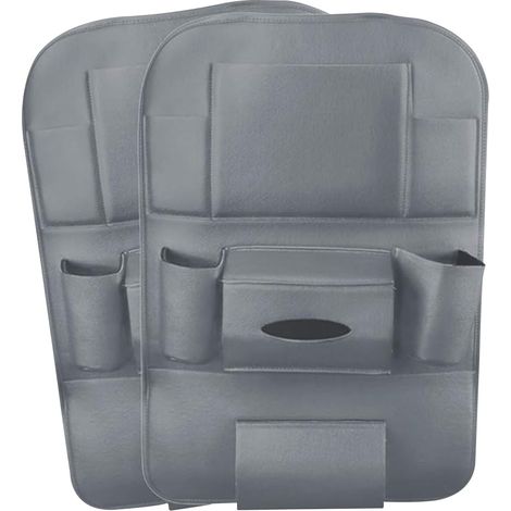 2 packs organisateurs de voiture en cuir PU, housse de protection de siège arrière, organisateur de siège arrière de voiture Kick Mat avec 10.1 "support pour iPad/tablette - Gris (1/5)