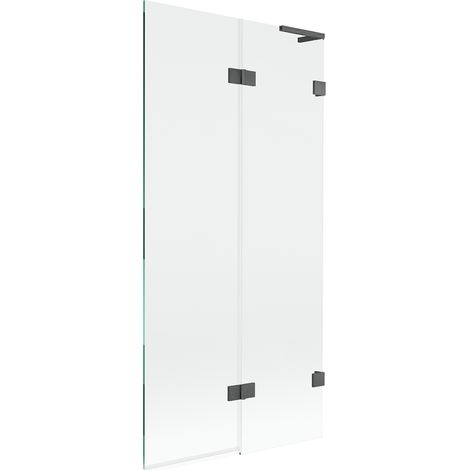 Mexen Lunar L Duschwand 2-teilig rechts 90 x 150 cm, transparent, gebürstetes Gun Gray - 897L-090-100-66-00-P (1/5)