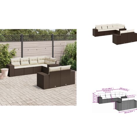 7-tlg. Garten-Sofagarnitur mit Kissen Braun Poly Rattan - Garten Sofagarnitur - Garten Sofagarnituren - Outdoor Sofagarnitur - Sofagarnitur Terrasse (1/3)