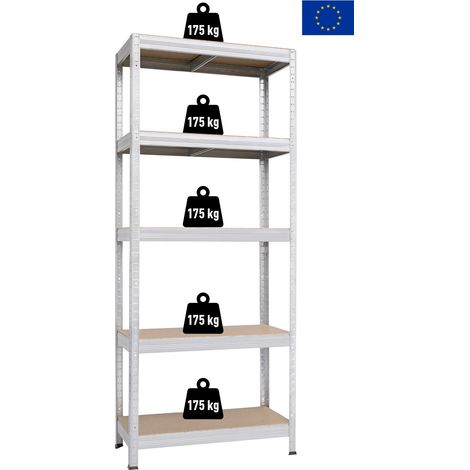 TEC HIT 304555 - Kit 5 Tablettes - Étagère D'atelier pour Charge Lourde - En Acier Résistant - 175 Kg