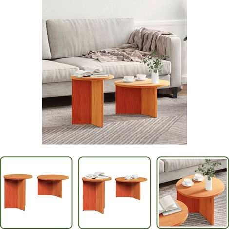 Holz Tisch - Couchtisch 2 pcs Wachsbraun Massivholz Kiefer (1/5)