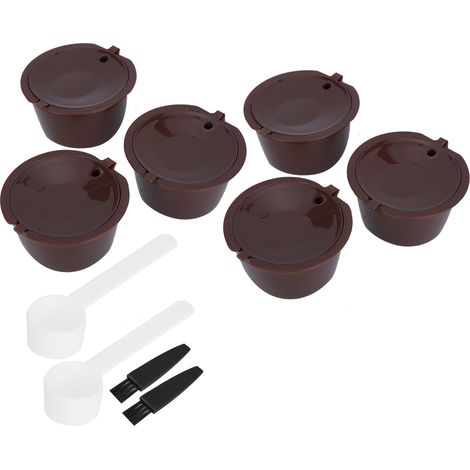Lot de 2 capsules de café réutilisables et rechargeables avec filtre, cuillère et goupillon, compatibles avec les machines à café DOLCE GUSTO. (1/5)