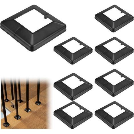 Lot de 8 en plastique noir, dimensions 50 x 50 mm, design décoratif et robuste (1/5)