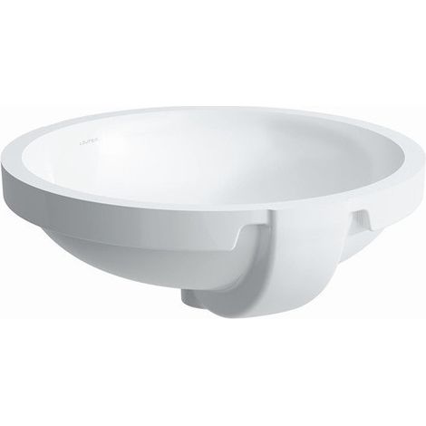 Lavabo à encastrer LAUFEN PRO C extérieur 465 x 470 mm, intérieur 420 x 420 mm avec trop-plein, sans trou pour robinet blanc LCC LAUFEN