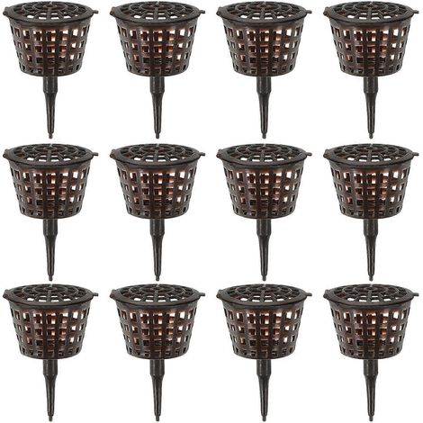 Lot de 20 boîtes à engrais en plastique pour plantes, paniers de culture, récipients à engrais pour bonsaï avec couvercle, taille S (café) (1/5)