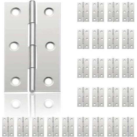 24Pcs Petit Charnières pour Portes, Charnière Inox, DIY Charnières de Portes pour Porte Placard Charnière Piano Boîtes à bijoux La Maison Meubles Matériel Armoire(44mm32mm) (1/5)