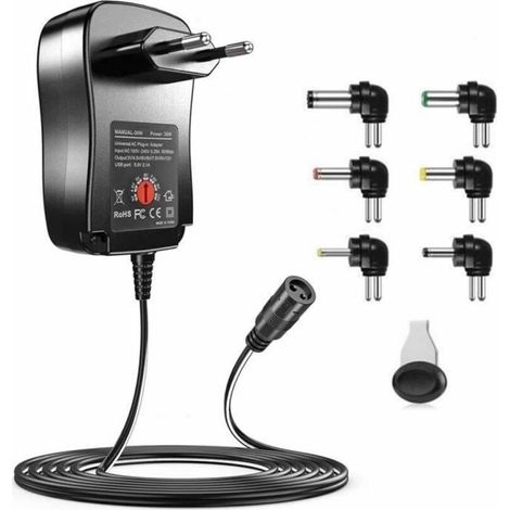 Bloc d\'Alimentation Universel - 30W - 3V à 12V - 6 Embouts Amovibles - Intérieur - Electrique (1/4)