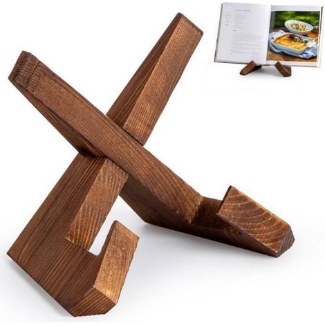 Support multifonctionnel - Porte-livres de cuisine - Support pour tablette - Étagère à livres en bois - Support pour (1/4)