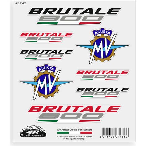 Adesivi per MV Agusta Brutale 800 – Set 8 Sticker Presagomati, Resistenti ad Acqua e Raggi UV, Made in Italy, Licenza Ufficiale, Foglio 160 x 135 mm (1/5)