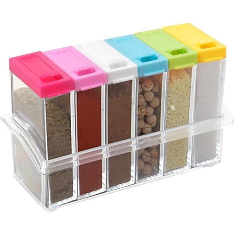 Scatola porta spezie trasparente con vassoio per campeggio, set per conservare sale, zucchero e pepe, contenitore per spezie - Crezuo
