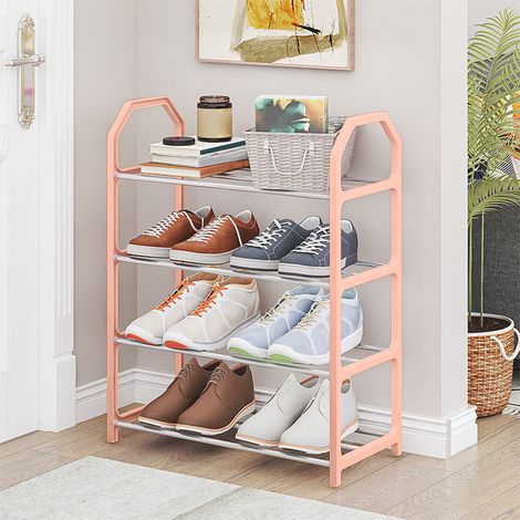 Porte-Chaussures - Porte-Chaussures 4 Niveaux - En Tube D'Acier Et Polypropylène - Pour Entrée Chambre Salle De Bain - 1 Pièce (1/5)