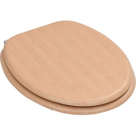 Abattant WC Siège de Toilette en MDF Charnières Réglables Design Bambou 43,5 x 38 cm (1/5)