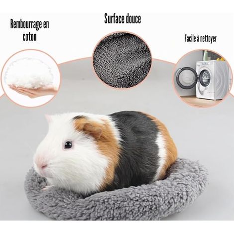 Bed for Small Animals Guinea Pig Bed Plush Hamster Mat Round Sleeping Mat for Hamster Winter Nest Cage for Rodents Nest Chinchillas Hedgehogs (Grey + Pink) (1/4)