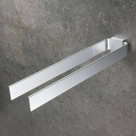 Two-Arm Towel Rail Double Towel Rail for Bathroom and Kitchen Wall Mount Towel Wall Mount 42 cm (Silver Grey)