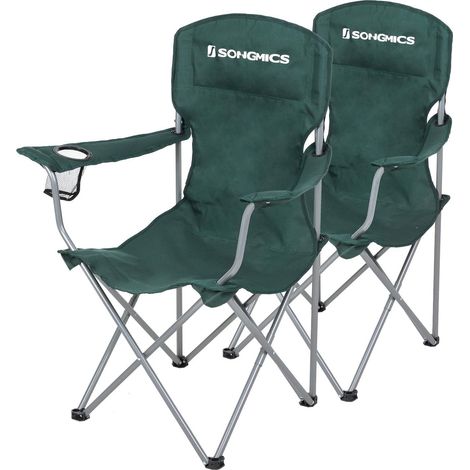 Songmics – Lot de 2 chaises de camping confortables – Tissu Oxford 600D – Charge max 150 kg – Avec porte-bouteille – GCB08GN