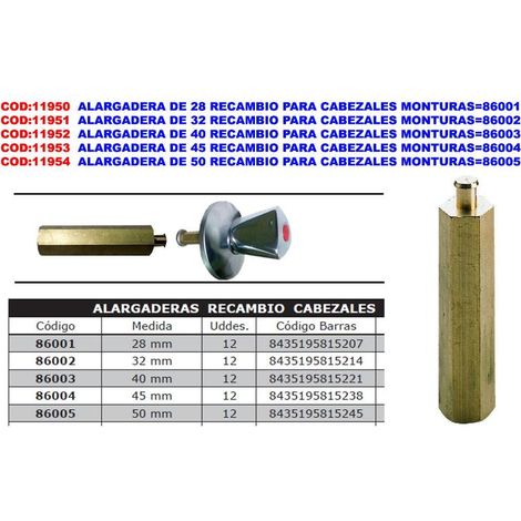 FPLUS alargadera de 45 recambio para cabezales monturas 86004