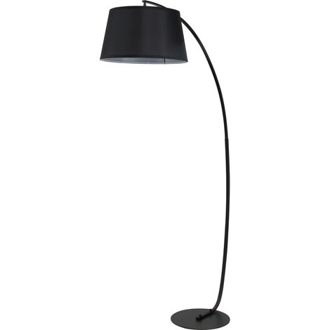 Bogen-Stehlampe aus schwarzem Metall, Textilschirm, Fußschalter, E27, 40 W, HAVRYA (1/5)