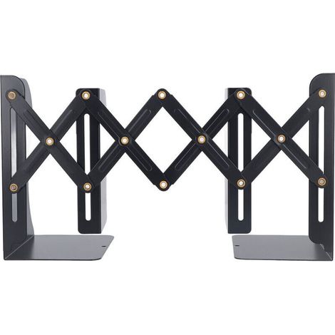 Support de livres rétractable design mince et simple, en métal noir pour bureau, maison, étude ou bureau, maintien de livres élégant. (1/5)