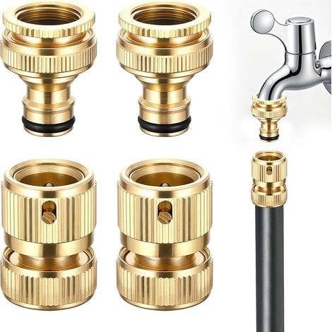 Pieces Brass Quick Fittings Brass Quick Connector Pipe End Quick Connector for Kitchen and Garden (1/5)