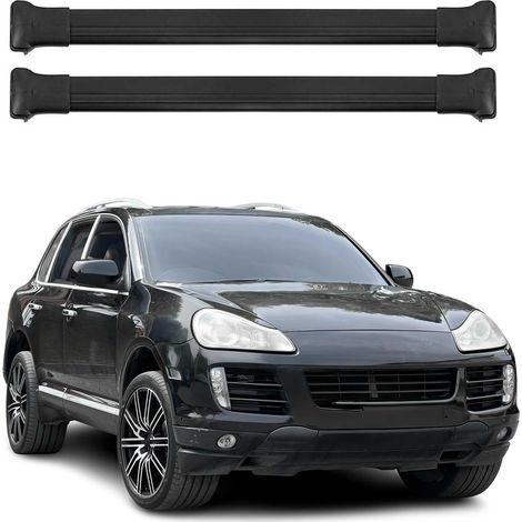 OMAC Barres de toit en aluminium pour Porsche Cayenne I 2003-2010 – TÜV / DIN 75302:2019 – Charge max 75 kg – 2 barres Noir (1/4)