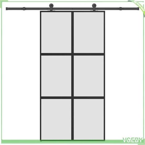 Porte coulissante - 3332964 - Noir mat - Verre trempé 5 mm - 102,5 x 205 cm (1/5)