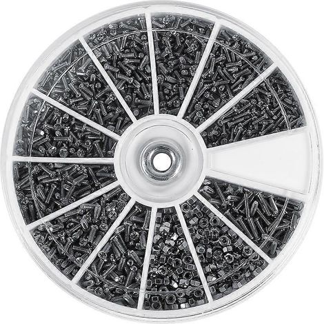 600 Stück, 12 verschiedene Arten von kleinen Schrauben und Muttern (M1, M1.2, M1.4, M1.6) für Uhren und Brillen