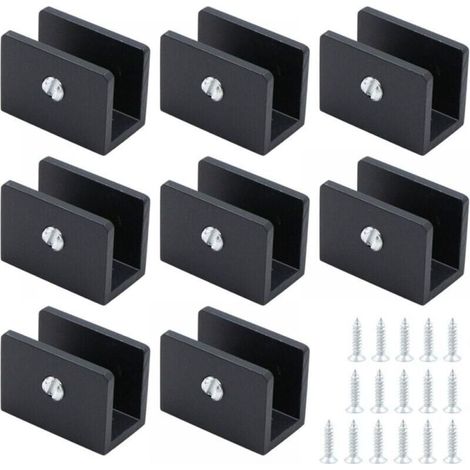 Lot de 8 supports de fixation pour étagères, fixation murale robuste pour verre (pince 8-10 mm) (1/5)