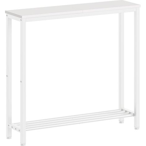 Table Console Étroite, Bout de Canapé à 2 Niveaux, Table d’Entrée en Bois d’ingénierie, Console Entrée, Gain de Place, pour Salon, Entrée, Couloir, Blanc XCT03WW (1/5)