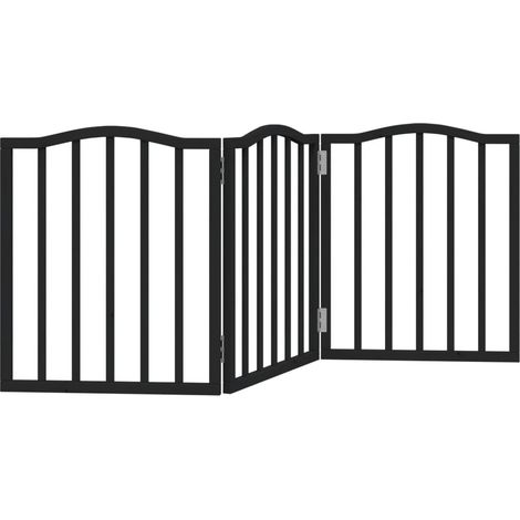 Barrière pour chien pliable 3 panneaux noir bois de peuplier (1/5)