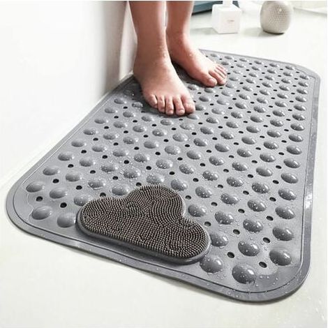 40 x 70 cm – rutschfeste TPE-Duschmatte mit Saugnapf, Abflussloch, Duschmatte mit Massagematte FLITI (1/4)