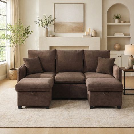 Divano letto 3 posti contenitore chenille OKMYHOME (1/5)