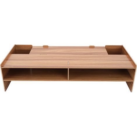 Support pour écran, bureau d'ordinateur, étagère pour ordinateur portable, support de fixation de bureau, support de rangement (bois de cerisier) (1/5)