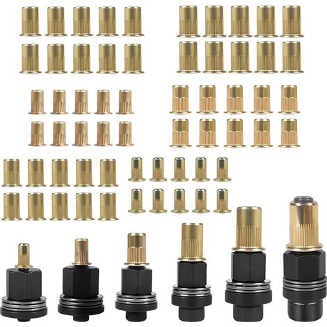 66 Pieces Hand Rivet Head Nuts Contains 60 Nuts Suitable for Pneumatic Hand Rivet Head Kit Crimp Nut for Rivets M3 M4 M5 M6 M8 M10 Threaded Insert Metal (1/5)