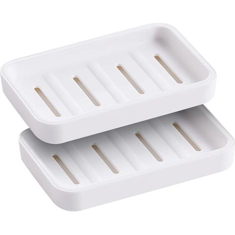 Porte-savon YHAOEN, lot de 2 porte-savons en plastique pour salle de bain, camping, salle de sport et voyages. Porte-savon double couche amovible, facile à nettoyer et égouttable. (1/4)