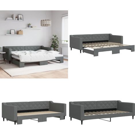 Tagesbett Ausziehbar Dunkelgrau 90x200 cm Stoff - Sofa - Schlafsofa - Gästebett - Tagesbett - Doppelbett - Home & Living (1/5)