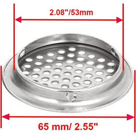 Grille D Aeration Ronde - Acier Inoxydable - Diametre Montage 53 Mm - Pour Meuble Cuisine Salle De Bain - Lot De 20 (1/2)