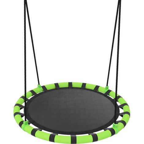 Balançoire nid d'oiseau suspendue, cordes ajustables en hauteur, assise ronde Ø 100 cm, couleur noire (1/5)