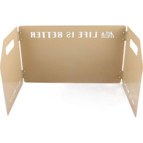 Pare-vent pliable pour réchaud de camping, écran anti-vent métallique pliable extérieur, bloc-vent triple pli kaki (1/5)