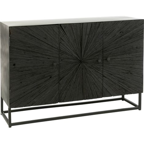 Buffet en bois noir design contemporain et pieds en métal - Noir bois foncé (1/5)
