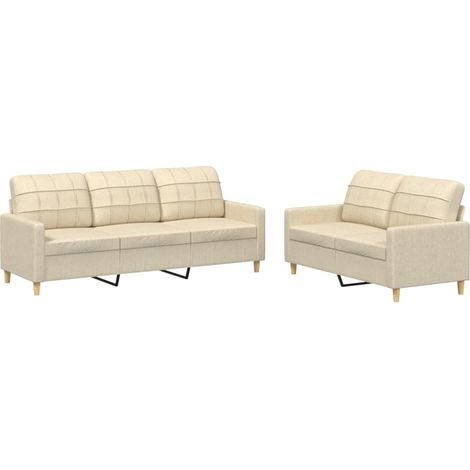 Maison Exclusive - Set di Divani 2 pz con Cuscini Crema in Tessuto (1/5)