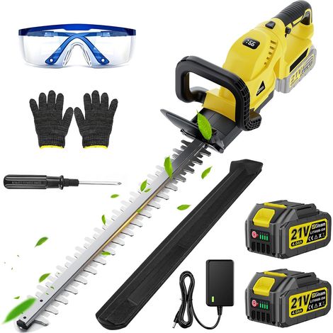 22-Zoll Akku-Heckenschere,3000W Bürstenlosmotor,2x4,0Ah Akkus,SK5-Heckenschere mit Doppeltwirkender Klinge,Schnittdurchmesser 16 mm,Um 180° drehbarer Griff für Garten, Sträucher und Randpflanzen (1/5)