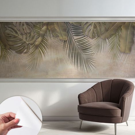 Tapete Selbstklebend - abwaschbar - trendige Wanddeko - elegant Fototapete Tropische Blätter 250x104 cm (1/5)