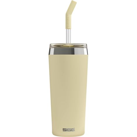 Sigg Helia Optimistic Yellow Tazza termica (0.45 L), Tazza portatile a doppia parete isolante, Tazza acciaio ermetica con cannuccia integrata, Per bevande fredde e calde (1/5)